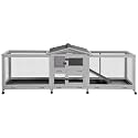 Aivituvin Rabbit Hutch 93.7" Large Rabbit Cage Indoor Outdoor Guinea Pig Cage Chicken Coop on Wheels Bunny Cage with 4 Deep No Leakage Pull Out Tray,Waterproof Roof