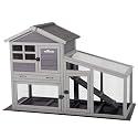 Aivituvin Rabbit Hutch Outdoor Chickecn Coop Indoor Bunny Cage with Pull Out Tray,Upgrade Version,Removable Bottom Wire Mesh 53.4" L x 23.6" W x 38.1" H