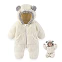 AiWMGL Newborn Baby Bear Outfit Suit With Fold-Over Mittens Footies Girls Boys Winter Fleece Clothes Hooded Romper Snowsuit
