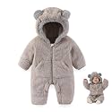 AiWMGL Newborn Baby Bear Outfit Suit With Fold-Over Mittens Footies Girls Boys Winter Fleece Clothes Hooded Romper Snowsuit