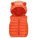 AIWUHE Baby Boys Girls Hooded Puffer Vest Winter Lightweight Sleeveless Bear Ears Zipper Up Jacket Down Vest Coat Vests Kids