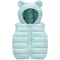 AIWUHE Baby Boys Girls Hooded Puffer Vest Winter Lightweight Sleeveless Bear Ears Zipper Up Jacket Down Vest Coat Vests Kids