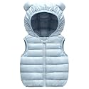 AIWUHE Baby Boys Girls Hooded Puffer Vest Winter Lightweight Sleeveless Bear Ears Zipper Up Jacket Down Vest Coat Vests Kids