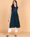 Aiza collection Embellished Viscose Rayon A-line Kurta for Women (Dark Blue)