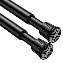 AIZESI Spring Tension Curtain Rods Short Tension Rod (Black,28" to 48"-2Pcs)