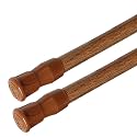AIZESI Spring Tension Curtain Rods Short Tension Rod (Wood, 16" to 28"-2Pcs, Optimum Scope of Application 16 to 24 inch, Can't Hang Heavy Curtains)