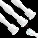 AIZESI Spring Tension Curtain Rods Short Tension Rod (White,18" to 27"-3Pcs)