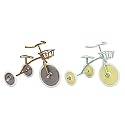 Metal Miniature Tricycle Dollhouse Miniature Furniture Size 4.92*3.35*3.66 in. Suitable for 1:12 Scale Dollhouses. 2 Pcs Color Yellow&amp;Gold