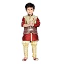 AJ DEZINES Boy's Silk Cotton Kurta, Pyjama And Waistcoat Set