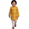 AJ DEZINES Boys Cotton Full Sleeve Letter Printed Kurta Pajama Set for Kids - Ethnic wear | Special Occasion &amp; Traditional Outfit |Boys Kurta Set - Regular Fit
