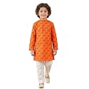 AJ DEZINES Boys Cotton Full Sleeve Letter Printed Kurta Pajama Set for Kids - Ethnic wear | Special Occasion & Traditional Outfit |Boys Kurta Set - Regular Fit