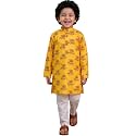 AJ DEZINES Boys Cotton Full Sleeve Letter Printed Kurta Pajama Set for Kids - Ethnic wear | Special Occasion &amp; Traditional Outfit |Boys Kurta Set - Regular Fit