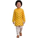 AJ DEZINES Boys Cotton Full Sleeve Letter Printed Kurta Pajama Set for Kids - Ethnic wear | Special Occasion &amp; Traditional Outfit |Boys Kurta Set - Regular Fit