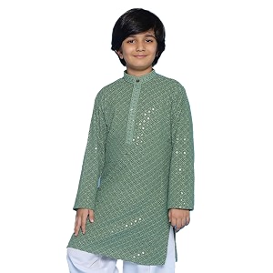 aj dezines chikankari kurta for boys- ethnic wear  embroidery chikankari sequined  traditional amp festive outfit  cotton stylish boys kurta  perfect for wedding amp family function