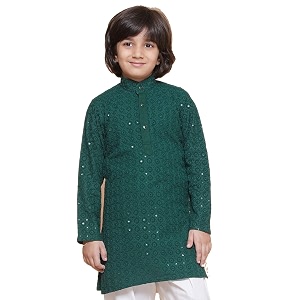 aj dezines chikankari kurta for boys- ethnic wear  embroidery chikankari sequined  traditional amp festive outfit  cotton stylish boys kurta  perfect for wedding amp family function