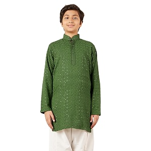 aj dezines chikankari kurta for boys- ethnic wear  embroidery chikankari sequined  traditional amp festive outfit  cotton stylish boys kurta  perfect for wedding amp family function