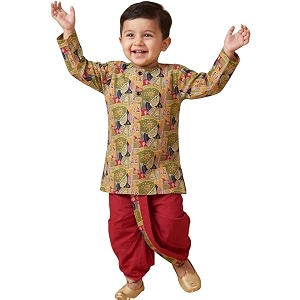 AJ DEZINES Kids Cotton Printed Dhoti Kurta
