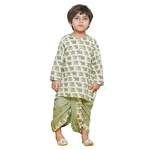 AJ DEZINES Kids Cotton Printed Dhoti Kurta