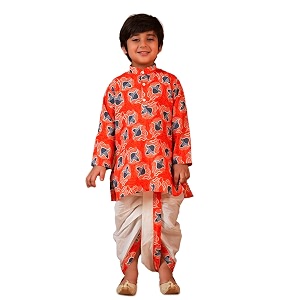 AJ DEZINES Kids Cotton Printed Dhoti Kurta