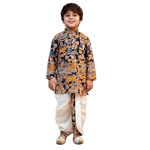AJ DEZINES Kids Cotton Printed Dhoti Kurta