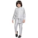 AJ DEZINES Kids Ethnic Wear Cotton Silk Embroidered Thread Work Grey Kurta Pajama Set For Boys With Nehru Waist Coat Jacket (526-GREY-5)