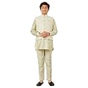 AJ DEZINES Kids Ethnic Wear Cotton Silk Embroidered Thread Work Green Kurta Pajama Set For Boys With Nehru Waist Coat Jacket (526-LIGHT-GREEN-14)