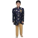 AJ DEZINES Kids Ethnic Wear Jacquard Blend Floral Printed Sherwani Set For Boys