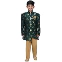 AJ DEZINES Kids Ethnic Wear Jacquard Blend Floral Printed Sherwani Set For Boys