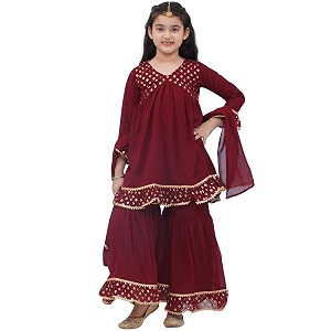 aj dezines kids georgette printed anarkali kurta sharara set for girls