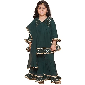 aj dezines kids georgette printed anarkali kurta sharara set for girls