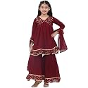 AJ DEZINES Kids Georgette Printed Anarkali Kurta Sharara Set for Girls