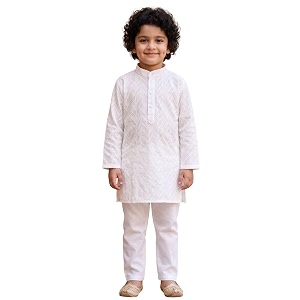 aj dezines kids kurta pajama set for boys  embroidery chikankari kurta set  cotton stylish boys kurta pyjama party amp ethnic wear  perfect for festivals wedding amp family function