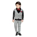 AJ DEZINES Boys Indo Western Waistcoat Set (783_GREY_10_Grey_10-11 Years)