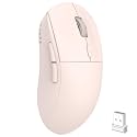 AJ199 Wireless Gaming Custom Mouse,59g Ultra Lightweight[26K DPI Optical PAW3395 Sensor][1000Hz Polling Rate]Esports Wired USB C Weave Cable,Programmable TTC Glod Slient Click For PS4 PC FPS,MOBA-Pink