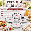 Ajay's Shoppe Stainless Steel Quarter Plates – Plain Design with Mirror Finish | Durable & Rust-Resistant Small Plates for Snacks & Sides