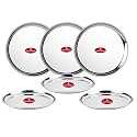 Ajay's Shoppe Stainless Steel Dinner Plate Set of 6 | 28.5 cm (11 Inch) Heavy Gauge Full Thali Plates | Mirror Finish Steel Plates for Lunch, Dinner &amp; Everyday Serving