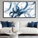 AJAZIKO Blue Wall Art Abstract Wall Decor Pictures for Living Room Wall Decoration Print Pictures Canvas Framed Artwork Paintings for Office Above Bed Wall Decor 20×40IN
