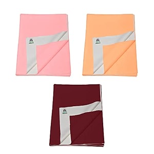 pack of 3 baby bed protector reusable - soft cotton 100 waterproof high absorbent faster dry sheet - best for new born babies amp toddler children medium - 70x100cm pinkorangemaroon
