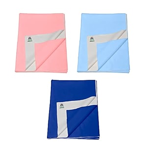 pack of 3 baby bed protector reusable - soft cotton 100 waterproof high absorbent faster dry sheet - best for new born babies amp toddler children large - 100x140cm pinksky bluenavy blue