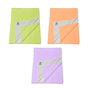 pack of 3 baby bed protector reusable - soft cotton 100 waterproof high absorbent faster dry sheet - best for new born babies amp toddler children medium - 70x100cm mint greenorangepurple