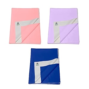 pack of 3 baby bed protector reusable - soft cotton 100 waterproof high absorbent faster dry sheet - best for new born babies amp toddler children medium - 70x100cm pinkpurplenavy blue