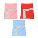 Pack of 3, Baby Bed Protector Reusable - Soft Cotton 100% Waterproof High Absorbent Faster Dry Sheet - Best for New Born Babies &amp; Toddler Children (Large - 100X140CM) (Pink,Red,Sky Blue)