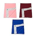Pack of 3, Baby Bed Protector Reusable - Soft Cotton 100% Waterproof High Absorbent Faster Dry Sheet - Best for New Born Babies &amp; Toddler Children (Medium - 70X100CM) (Pink,Maroon,Navy Blue)