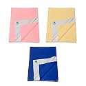 Pack of 3, Baby Bed Protector Reusable - Soft Cotton 100% Waterproof High Absorbent Faster Dry Sheet - Best for New Born Babies &amp; Toddler Children (Medium - 70X100CM) (Pink,Yellow,Navy Blue)