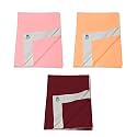 Pack of 3, Baby Bed Protector Reusable - Soft Cotton 100% Waterproof High Absorbent Faster Dry Sheet - Best for New Born Babies &amp; Toddler Children (Medium - 70X100CM) (Pink,Orange,Maroon)