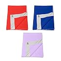 Pack of 3, Baby Bed Protector Reusable - Soft Cotton 100% Waterproof High Absorbent Faster Dry Sheet - Best for New Born Babies &amp; Toddler Children (Small - 50X70CM) (Red,Navy Blue,Purple)