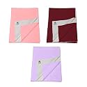 Pack of 3, Baby Bed Protector Reusable - Soft Cotton 100% Waterproof High Absorbent Faster Dry Sheet - Best for New Born Babies &amp; Toddler Children (Large - 100X140CM) (Pink,Maroon,Purple)