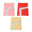 Pack of 3, Baby Bed Protector Reusable - Soft Cotton 100% Waterproof High Absorbent Faster Dry Sheet - Best for New Born Babies &amp; Toddler Children (Medium - 70X100CM) (Pink,Red,Yellow)