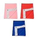 Pack of 3, Baby Bed Protector Reusable - Soft Cotton 100% Waterproof High Absorbent Faster Dry Sheet - Best for New Born Babies &amp; Toddler Children (Small - 50X70CM) (Pink,Red,Navy Blue)