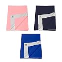 Pack of 3, Baby Bed Protector Reusable - Soft Cotton 100% Waterproof High Absorbent Faster Dry Sheet - Best for New Born Babies &amp; Toddler Children (Medium - 70X100CM) (Pink,Dark Blue,Navy Blue)